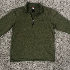 The North Face Green Zip Up Sweater with Stand-Up Collar